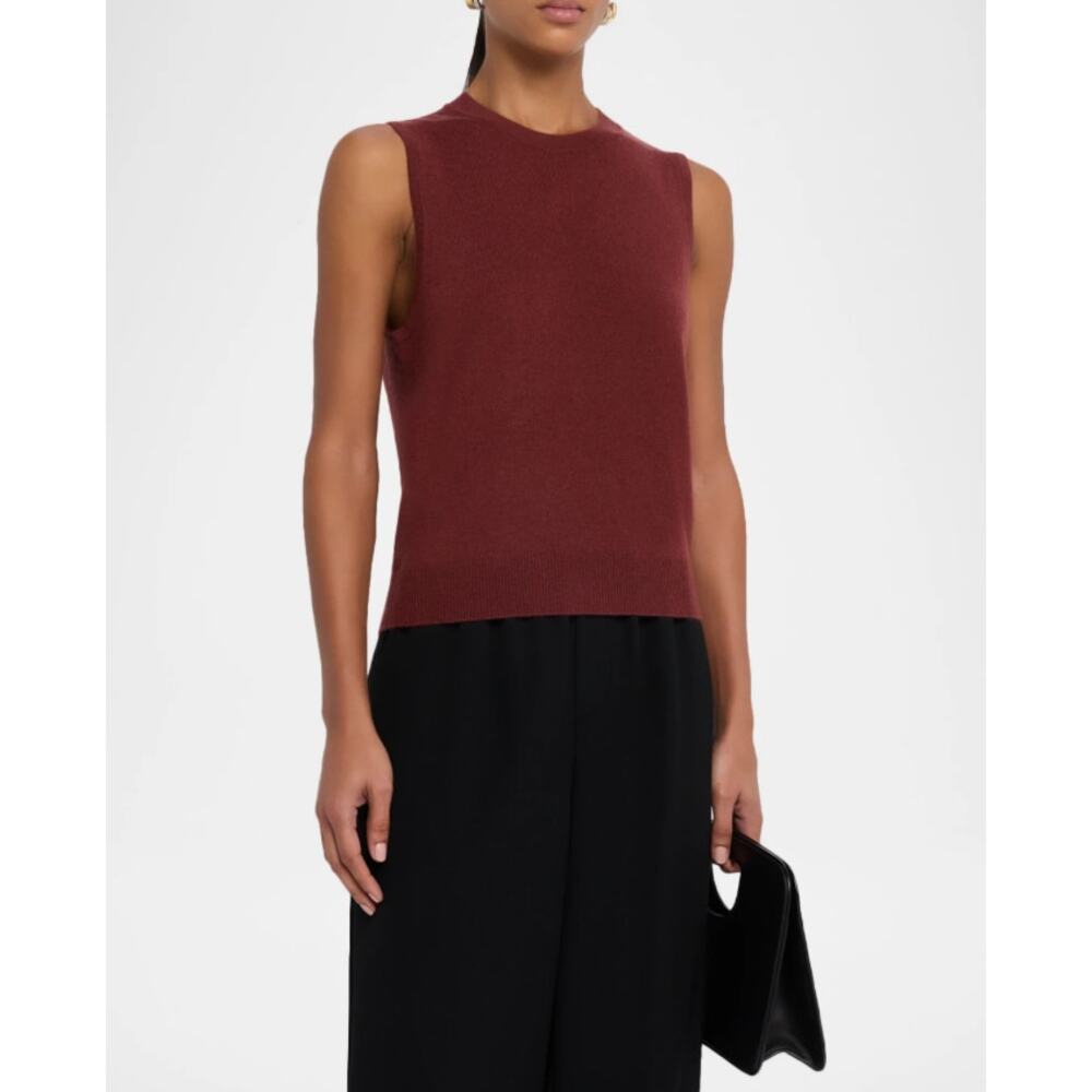 Neiman Marcus 100% Cashmere Sweater Vest Brown Sleeveless Knit Top Size L